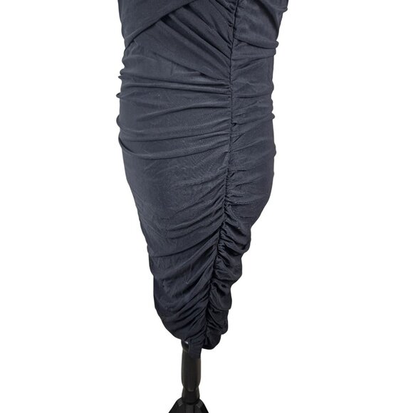 BTBFM Womens Elegant Ruched Bodycon Dress Long Puff Sleeve Black Size L Party - Picture 7 of 10